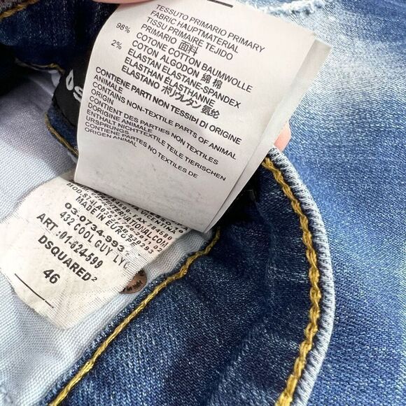 Dsquared2 Jeans Mens 46 Blue Wash Distressed Straight Relaxed Paint Splatter - Picture 3 of 12